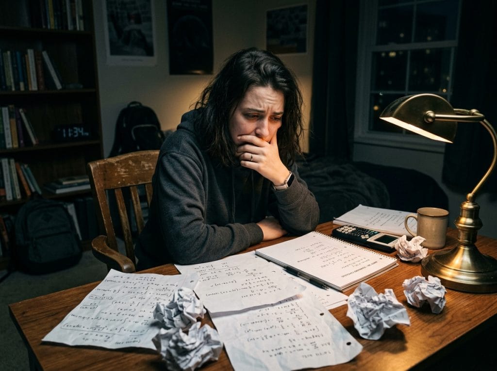 Anxious student overcoming math anxiety in kids with parent support